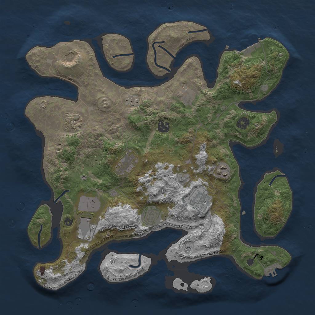 Rust Map: Procedural Map, Size: 3800, Seed: 6735, 21 Monuments