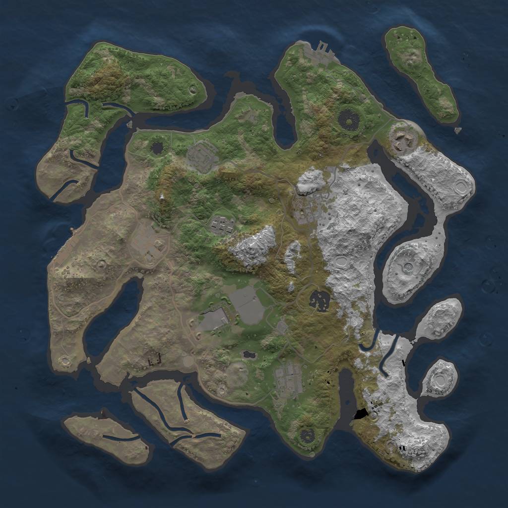 Rust Map: Procedural Map, Size: 3532, Seed: 2027517702, 19 Monuments