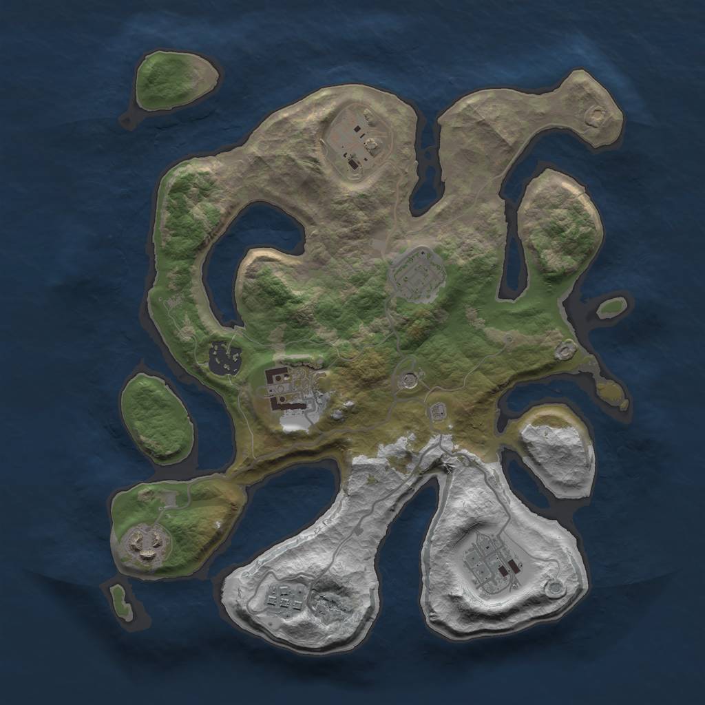 Rust Map: Barren, Size: 3000, Seed: 40028219, 10 Monuments