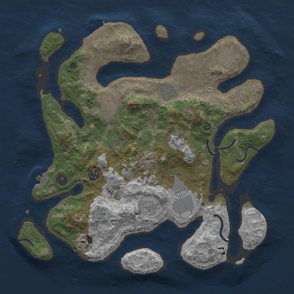 Rust Map: Procedural Map, Size: 3800, Seed: 323096187, 20 Monuments