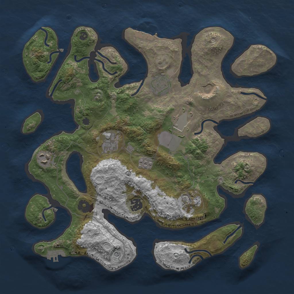 Rust Map: Procedural Map, Size: 3500, Seed: 64564564, 19 Monuments
