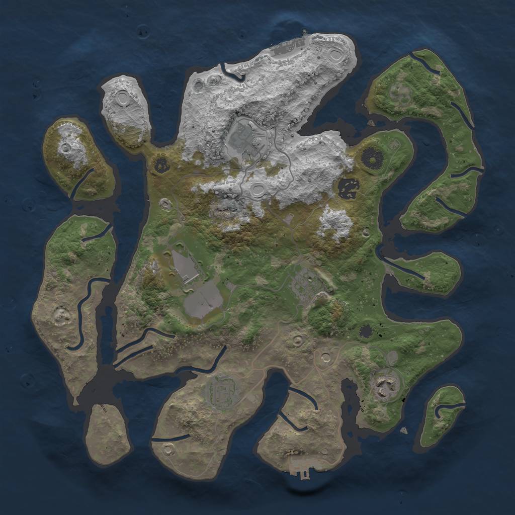 Rust Map: Procedural Map, Size: 3500, Seed: 234865, 17 Monuments