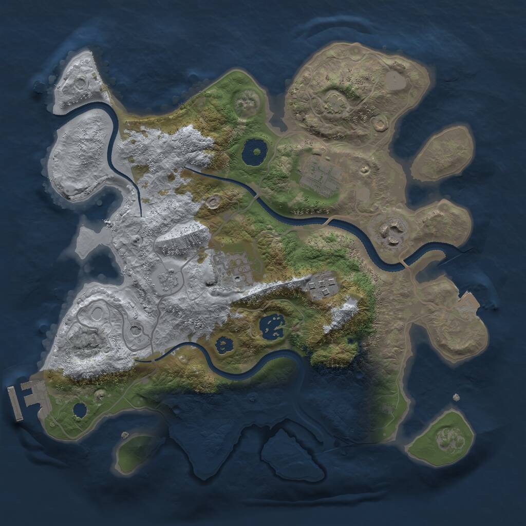 Rust Map: Procedural Map, Size: 3000, Seed: 1722594357, 10 Monuments