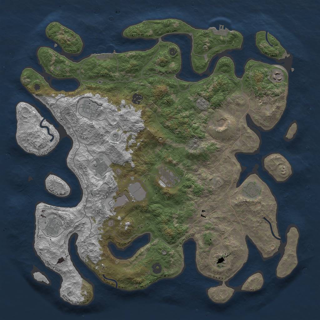 Rust Map: Procedural Map, Size: 4500, Seed: 87271043, 22 Monuments