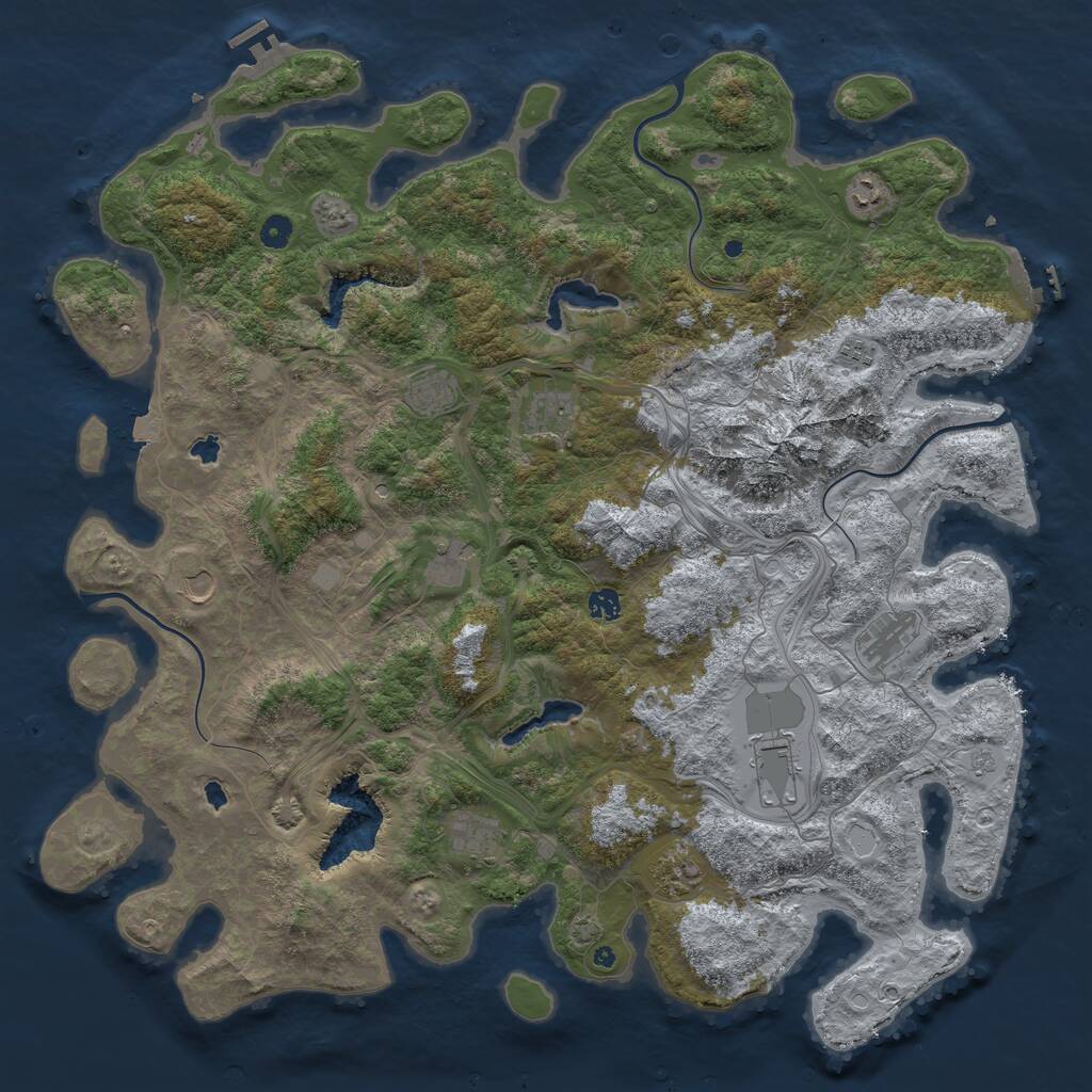 Rust Map: Procedural Map, Size: 5000, Seed: 56774, 17 Monuments