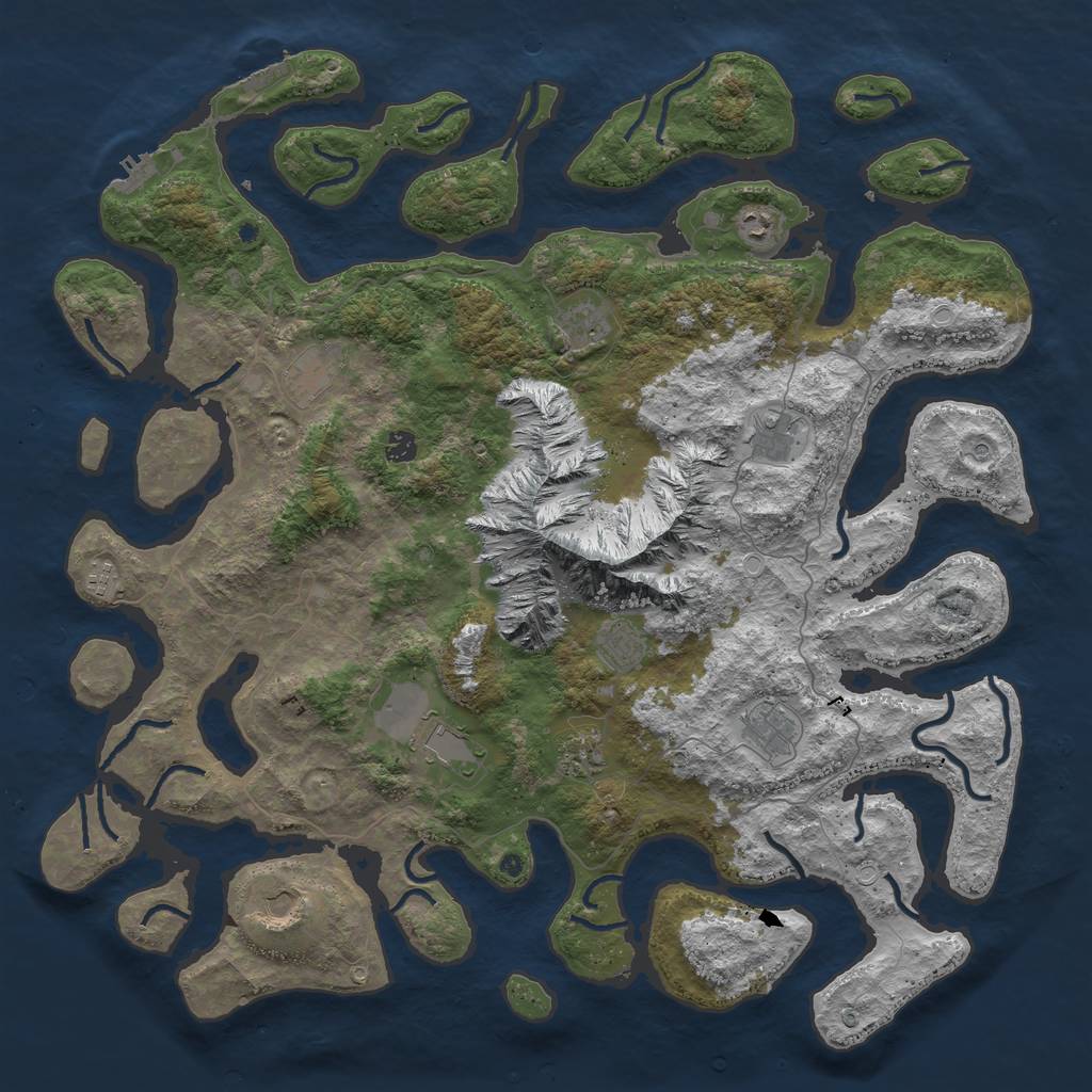 Rust Map: Procedural Map, Size: 5000, Seed: 56774, 22 Monuments