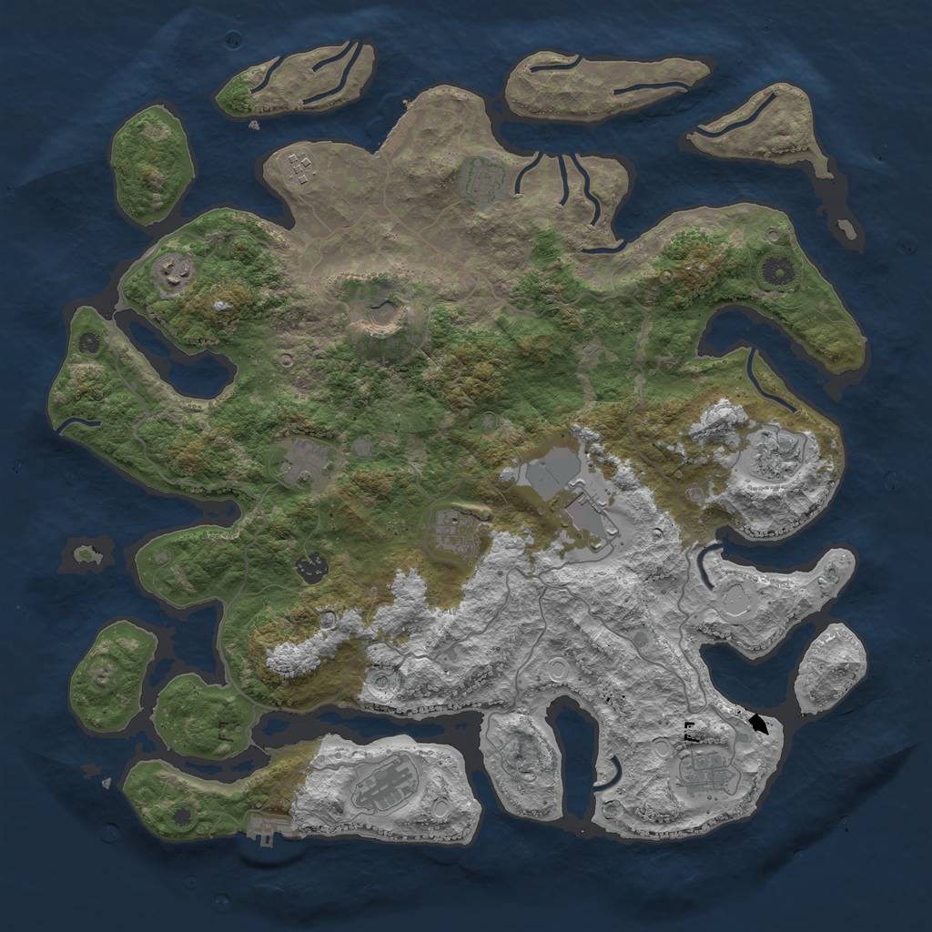 Rust Map: Procedural Map, Size: 4500, Seed: 1188567640, 22 Monuments