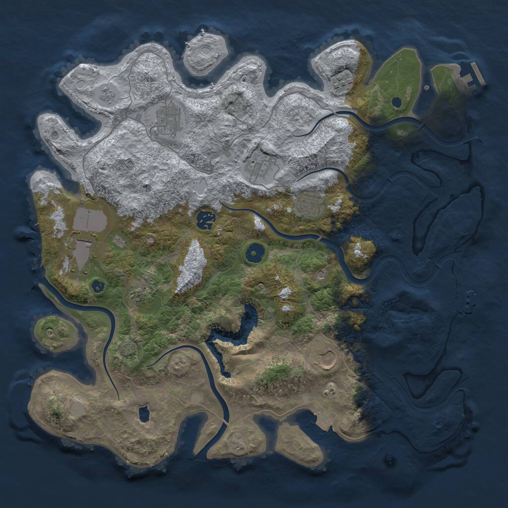 Rust Map: Procedural Map, Size: 4000, Seed: 250946, 14 Monuments