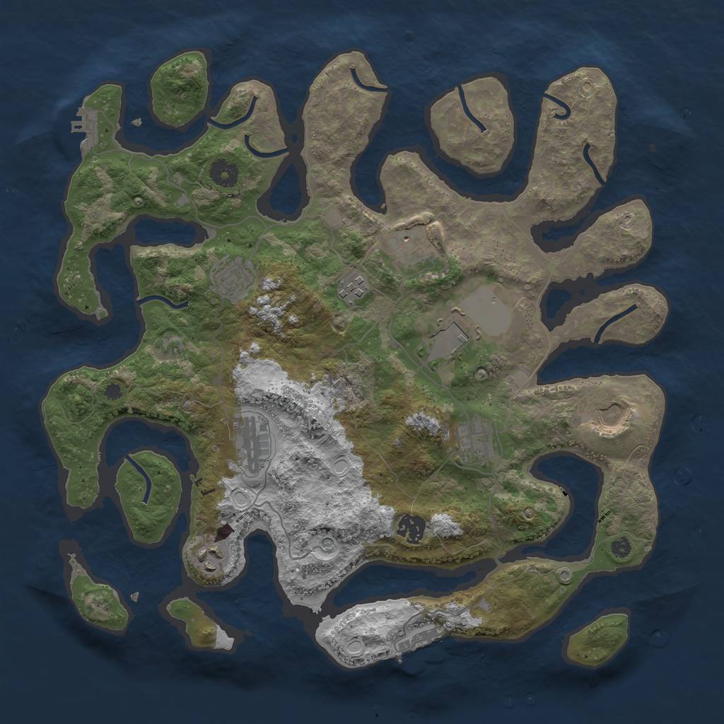 Rust Map: Procedural Map, Size: 3800, Seed: 76521742, 20 Monuments