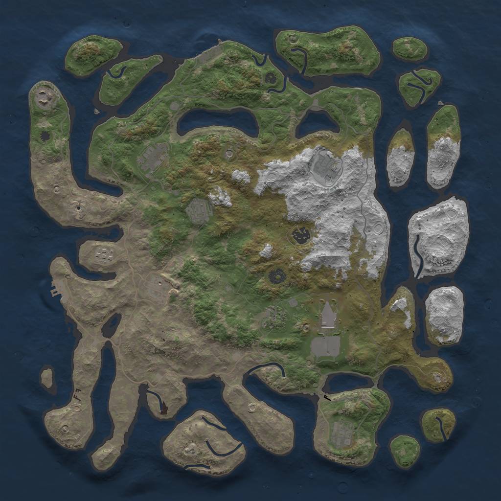 Rust Map: Procedural Map, Size: 4500, Seed: 743770905, 21 Monuments