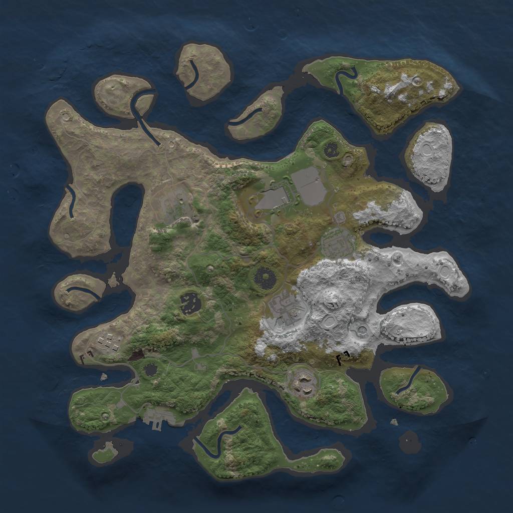 Rust Map: Procedural Map, Size: 3500, Seed: 1223456654, 17 Monuments