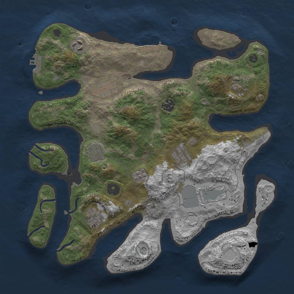Rust Map: Procedural Map, Size: 3500, Seed: 1363863278, 20 Monuments