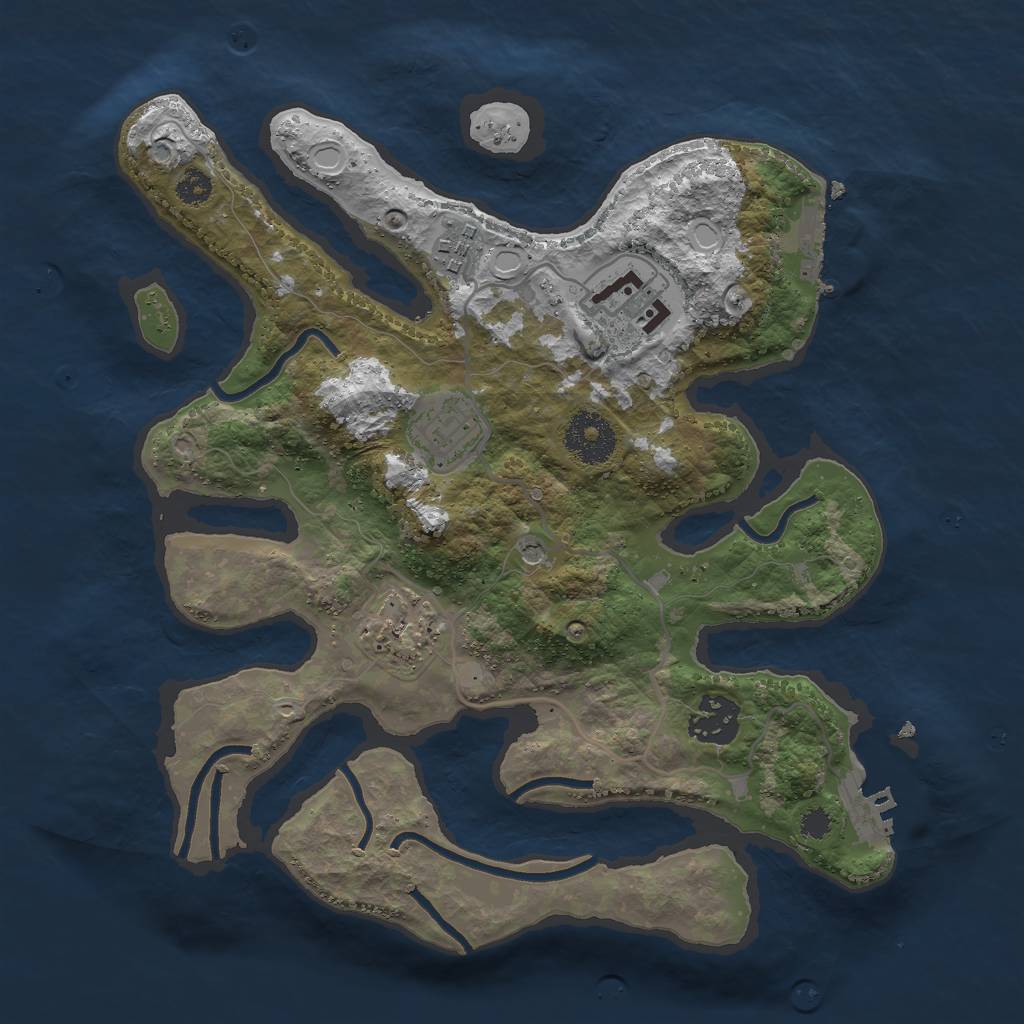 Rust Map: Procedural Map, Size: 3000, Seed: 2118633292, 16 Monuments