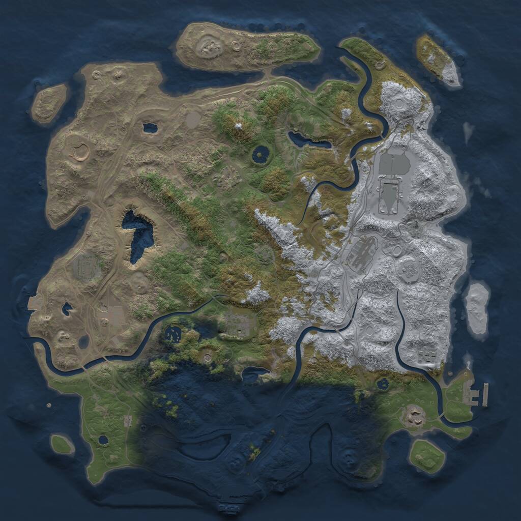 Rust Map: Procedural Map, Size: 4500, Seed: 7540376, 16 Monuments