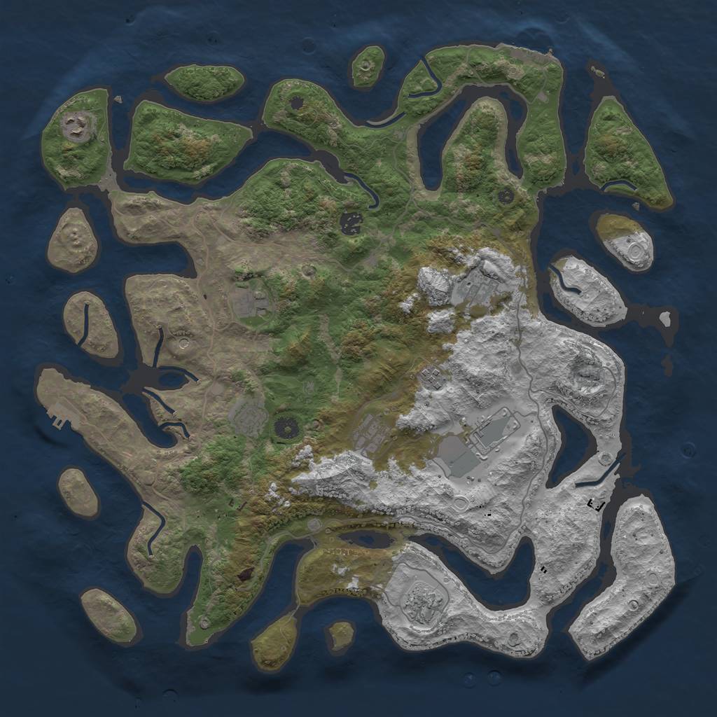 Rust Map: Procedural Map, Size: 4500, Seed: 762438948, 20 Monuments