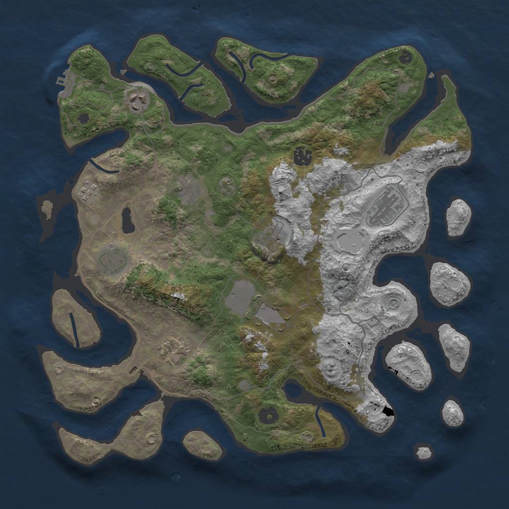 Rust Map: Procedural Map, Size: 4000, Seed: 960085885, 19 Monuments