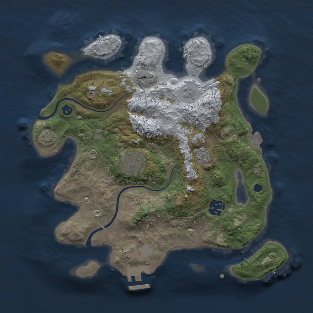 Rust Map: Procedural Map, Size: 3000, Seed: 692755031, 7 Monuments