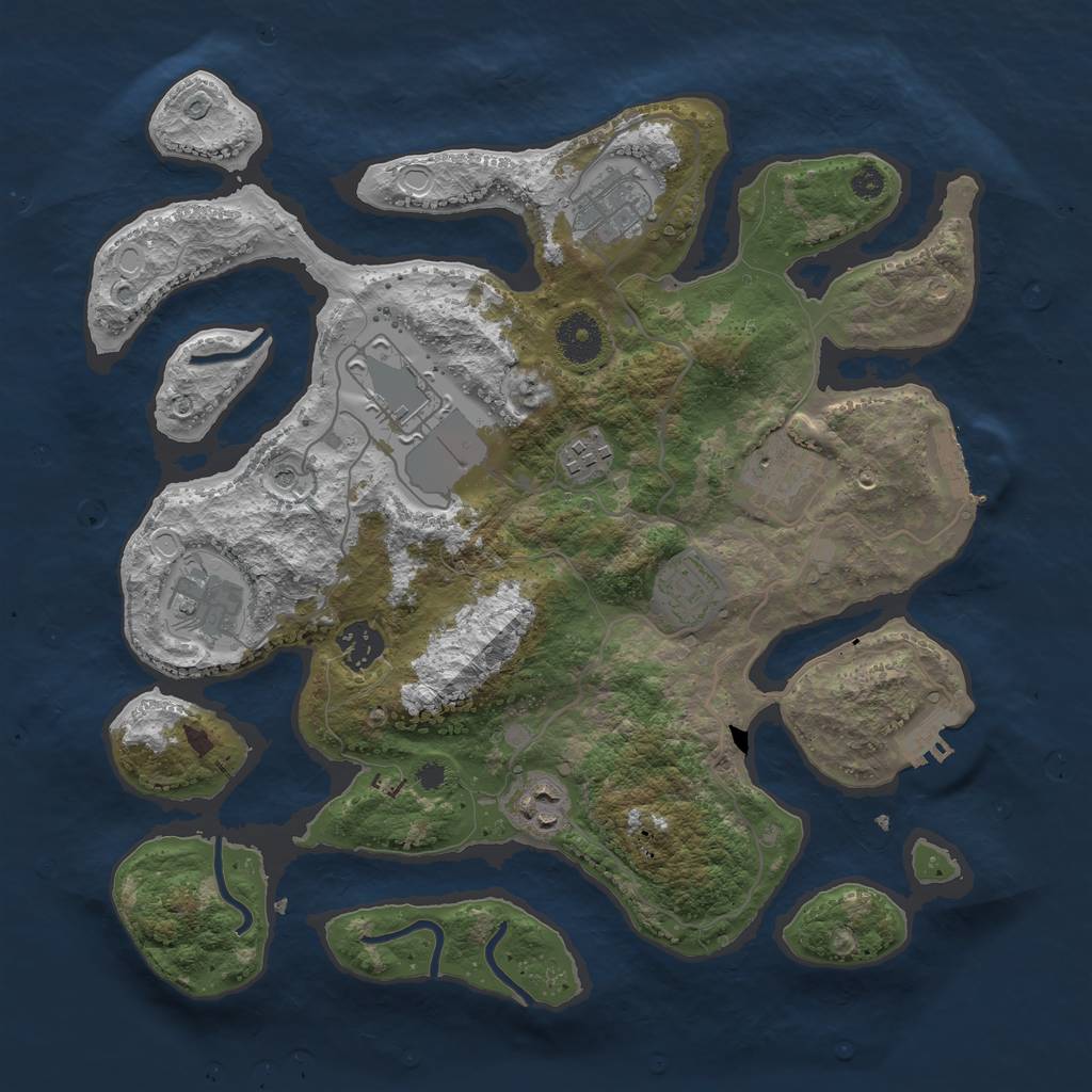 Rust Map: Procedural Map, Size: 3500, Seed: 57343, 19 Monuments