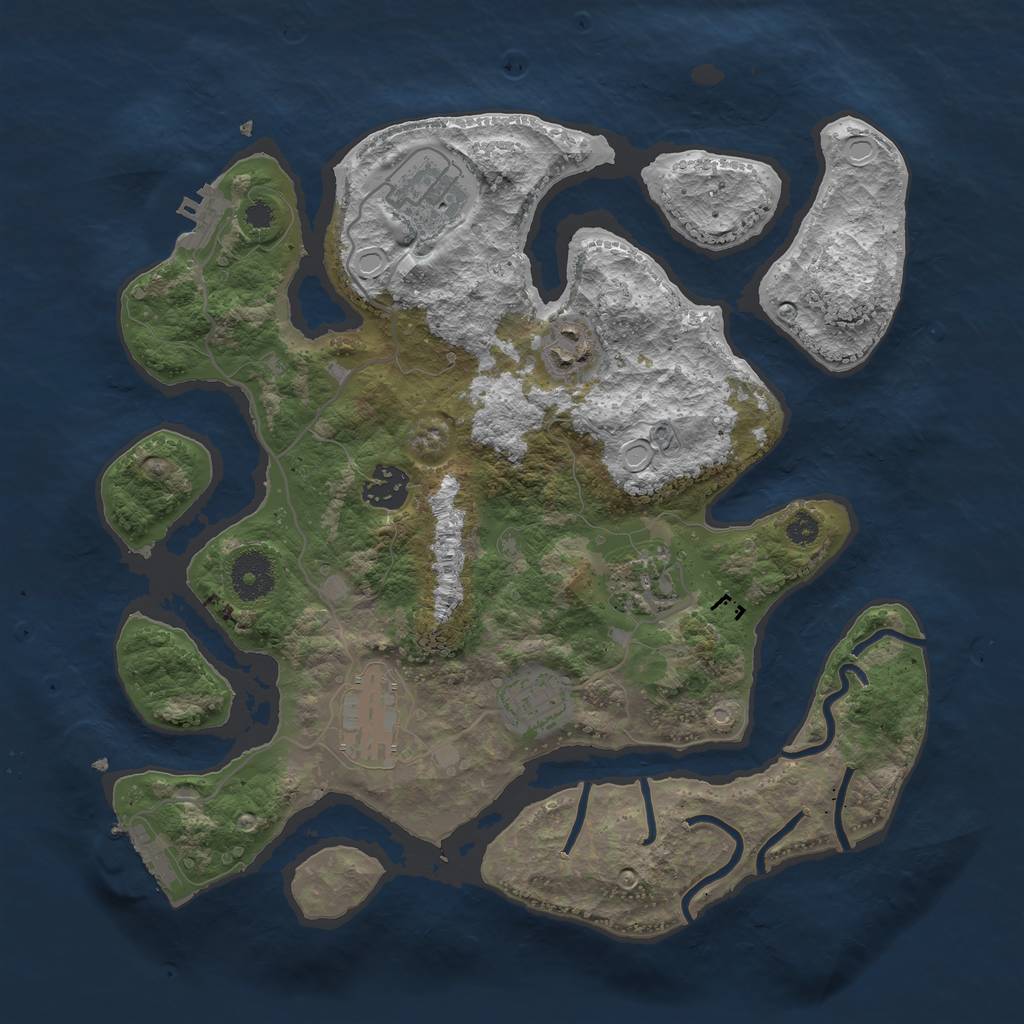 Rust Map: Procedural Map, Size: 3365, Seed: 13825, 16 Monuments