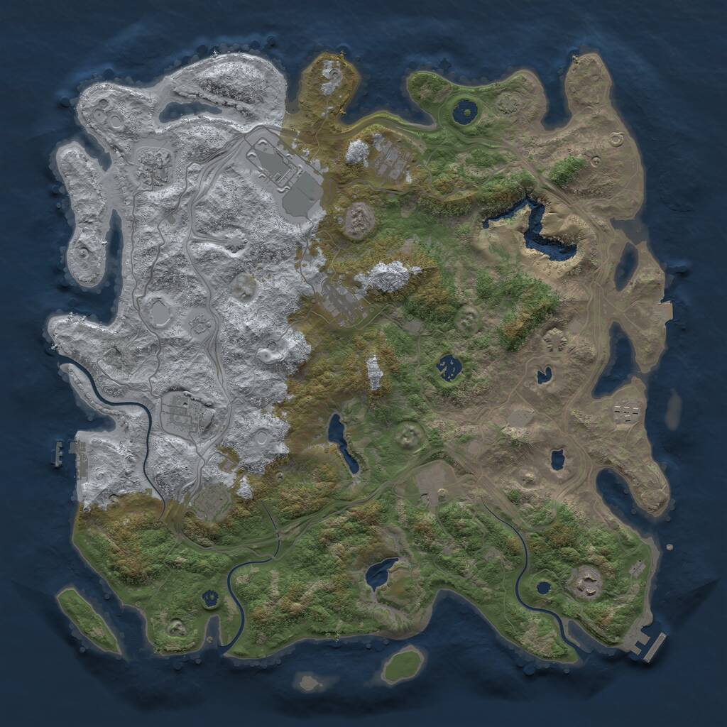 Rust Map: Procedural Map, Size: 4500, Seed: 2065155870, 16 Monuments