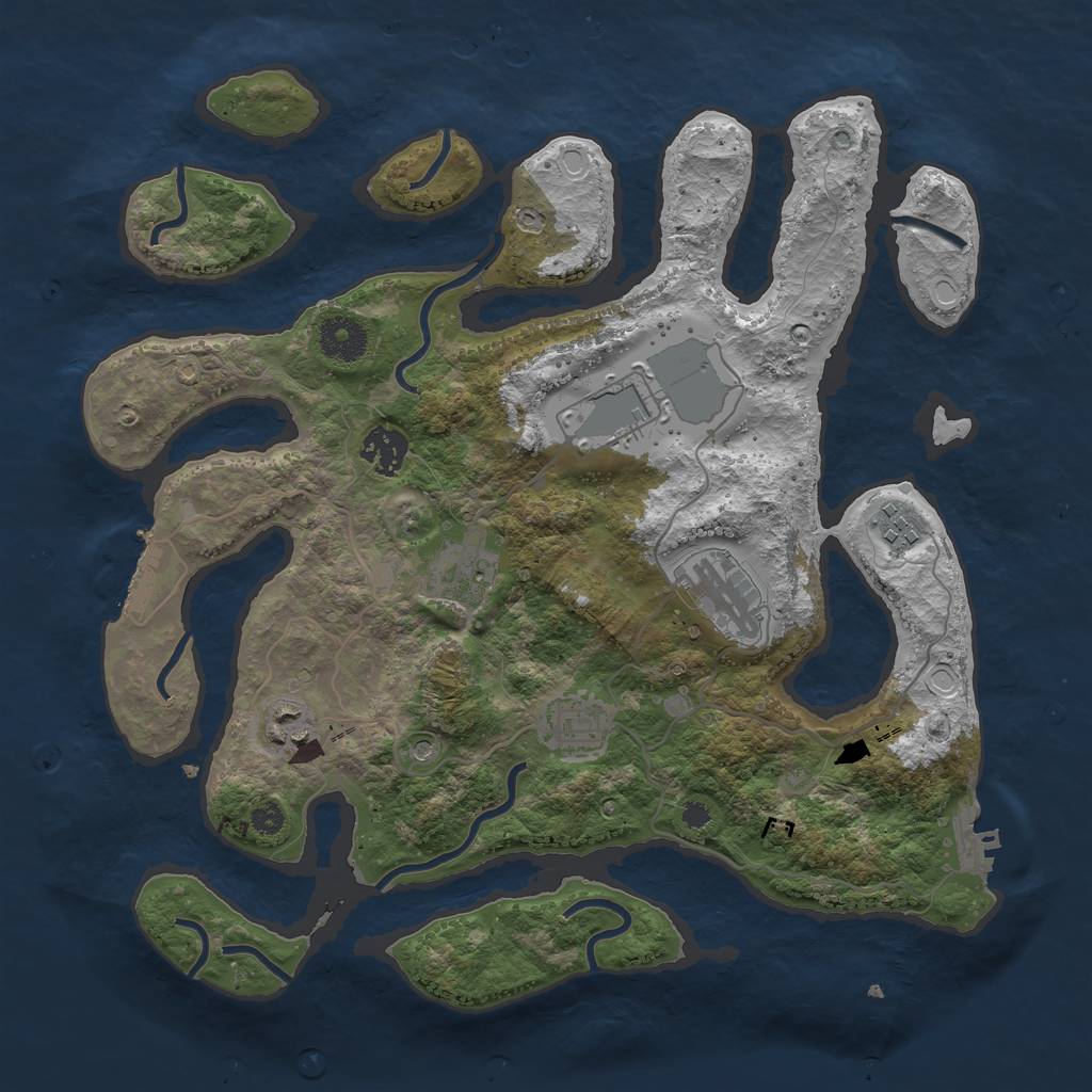 Rust Map: Procedural Map, Size: 3500, Seed: 16255432, 18 Monuments