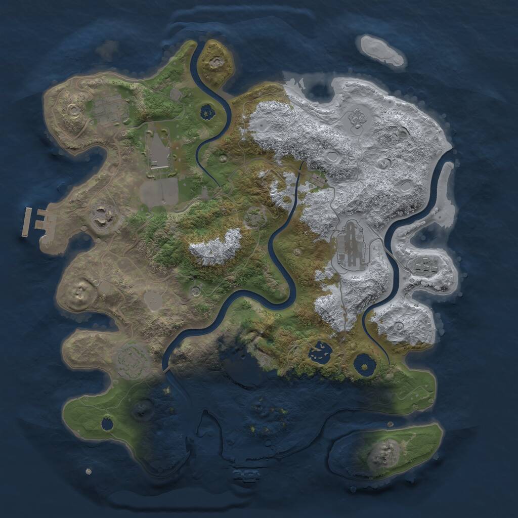 Rust Map: Procedural Map, Size: 3500, Seed: 15104, 14 Monuments