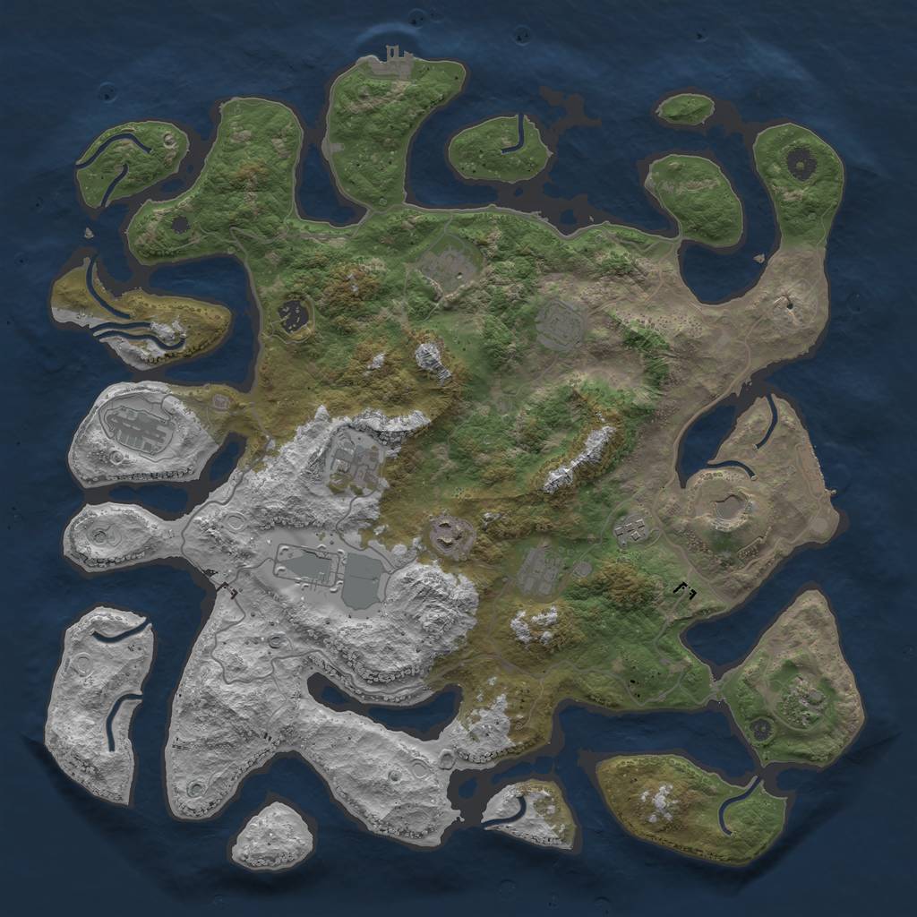 Rust Map: Procedural Map, Size: 4500, Seed: 1858274345, 22 Monuments