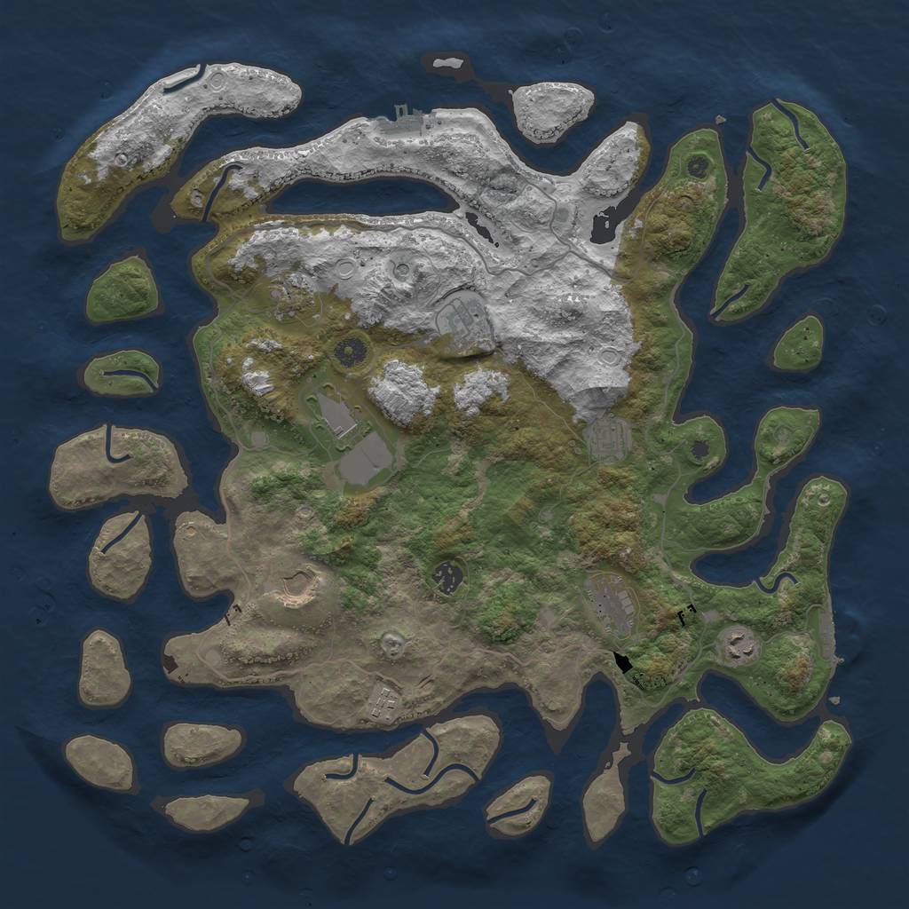 Rust Map: Procedural Map, Size: 4500, Seed: 52643453, 20 Monuments