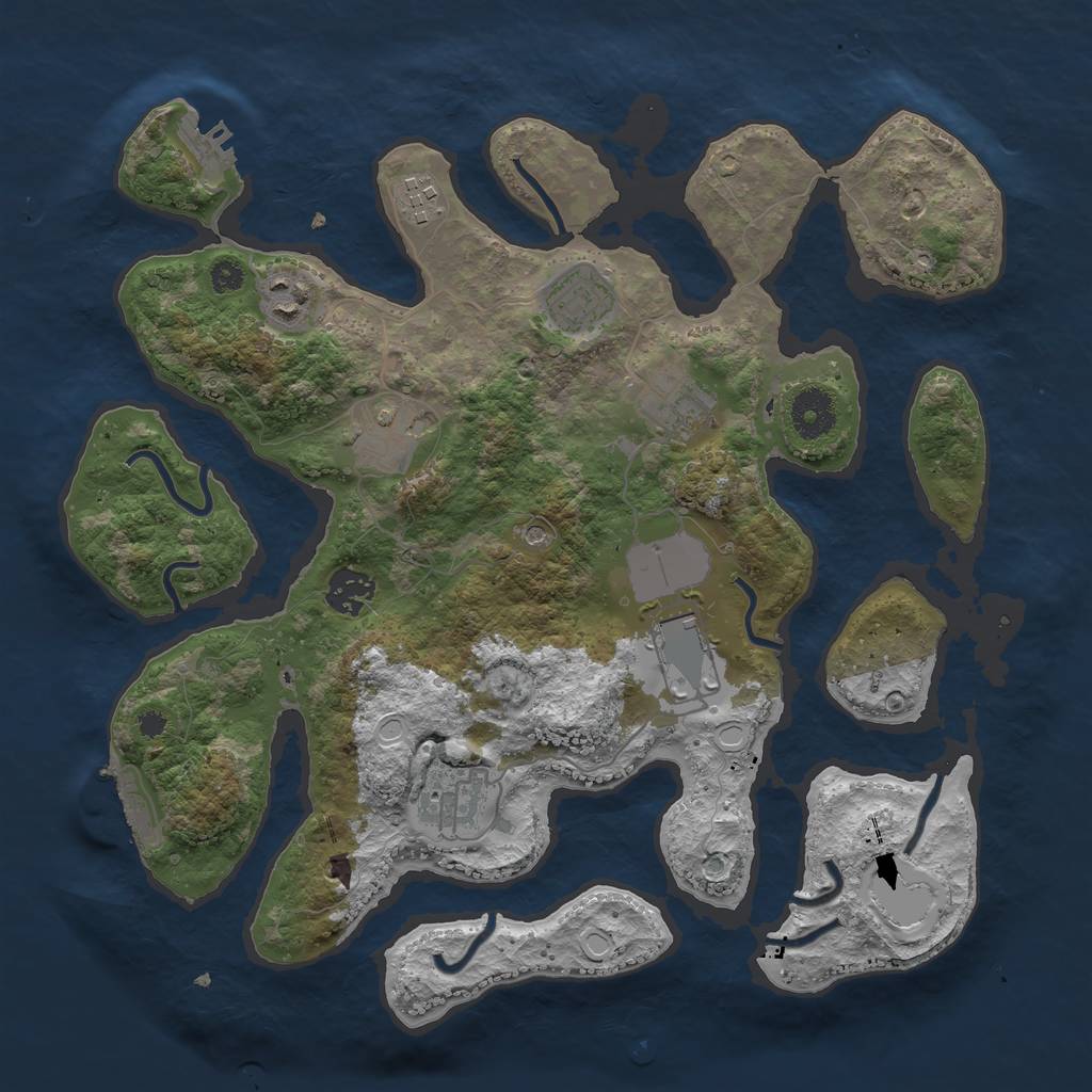 Rust Map: Procedural Map, Size: 3500, Seed: 749512, 19 Monuments