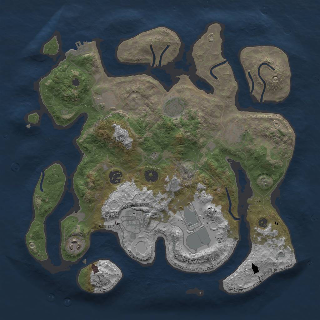 Rust Map: Procedural Map, Size: 3600, Seed: 749278179, 17 Monuments