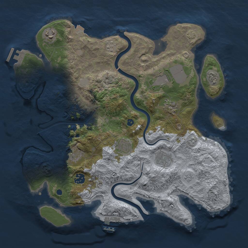 Rust Map: Procedural Map, Size: 3500, Seed: 18675309, 14 Monuments