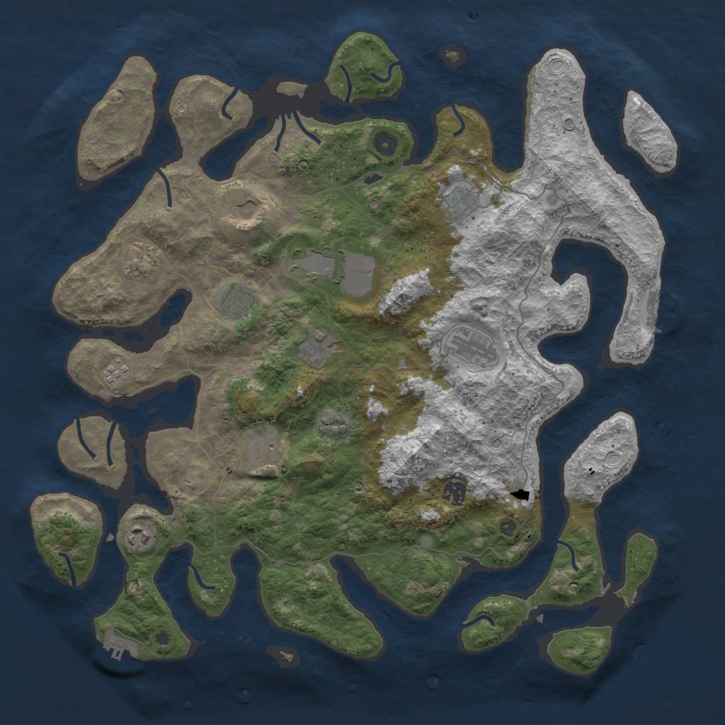 Rust Map: Procedural Map, Size: 4500, Seed: 645030951, 22 Monuments