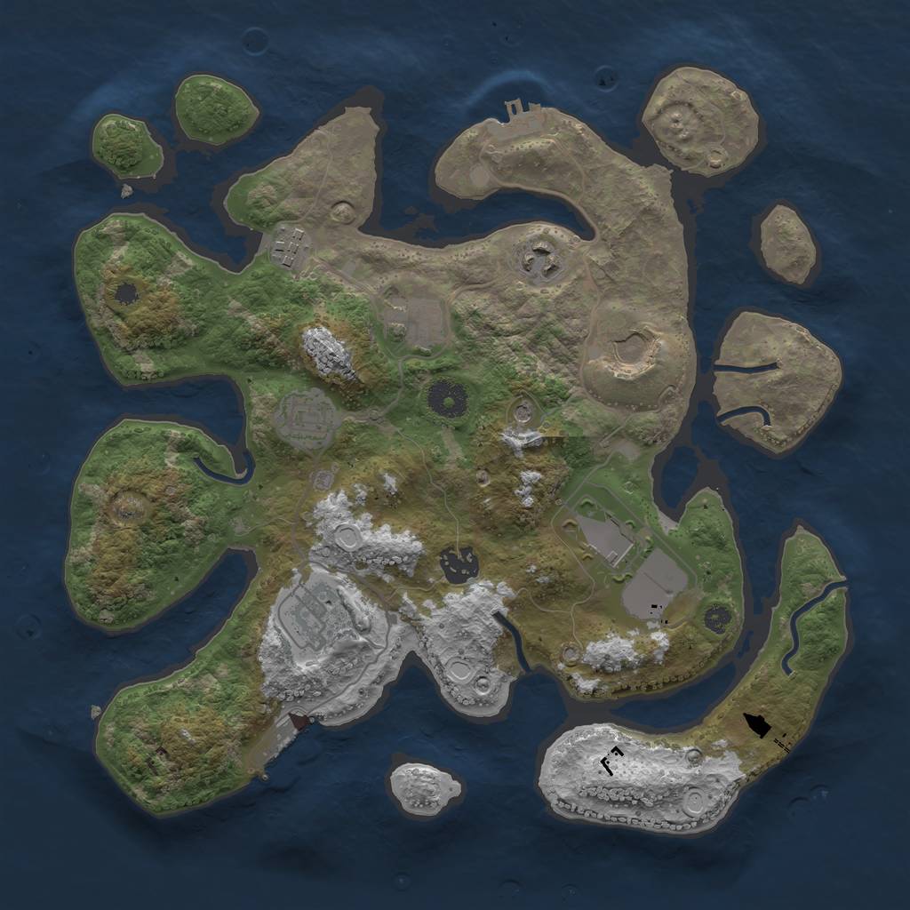 Rust Map: Procedural Map, Size: 3500, Seed: 5238, 19 Monuments