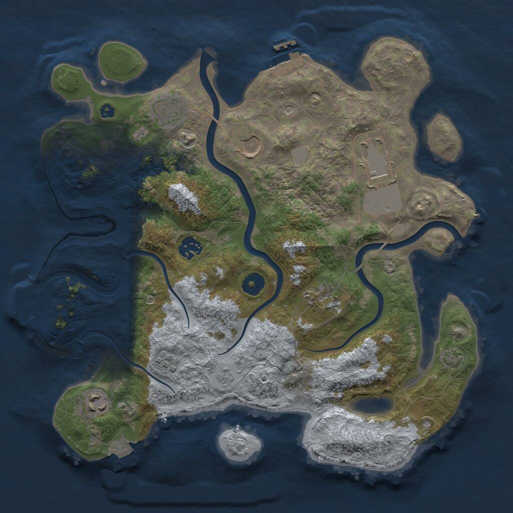Rust Map: Procedural Map, Size: 3500, Seed: 5238, 13 Monuments