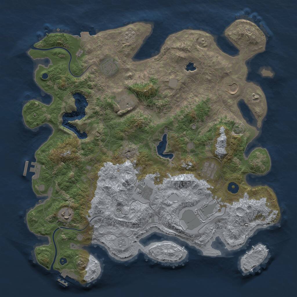 Rust Map: Procedural Map, Size: 4000, Seed: 1818054855, 14 Monuments