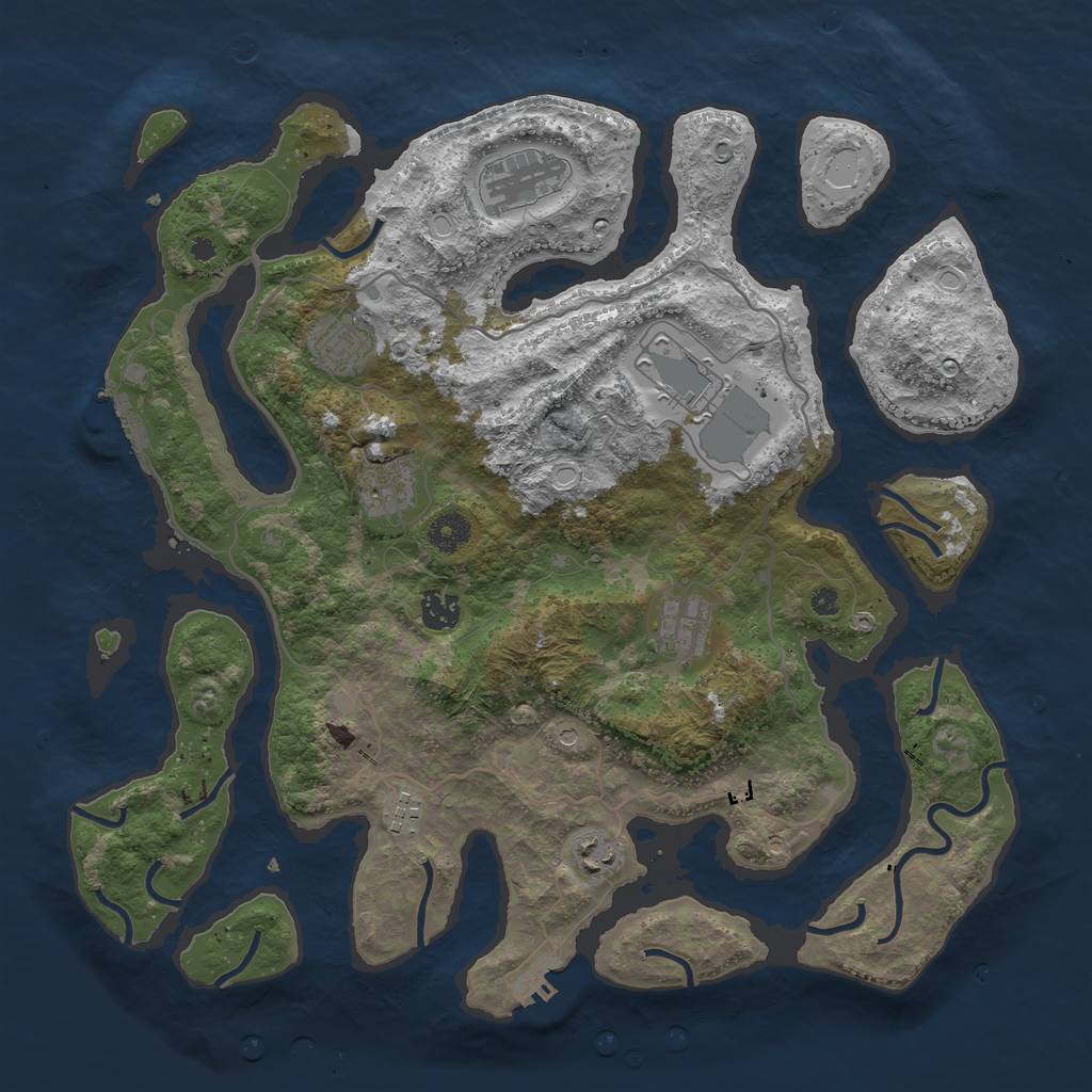 Rust Map: Procedural Map, Size: 4000, Seed: 225890, 19 Monuments