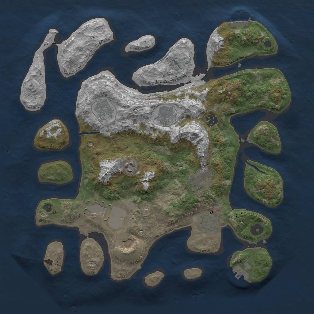 Rust Map: Procedural Map, Size: 3900, Seed: 1965608210, 19 Monuments