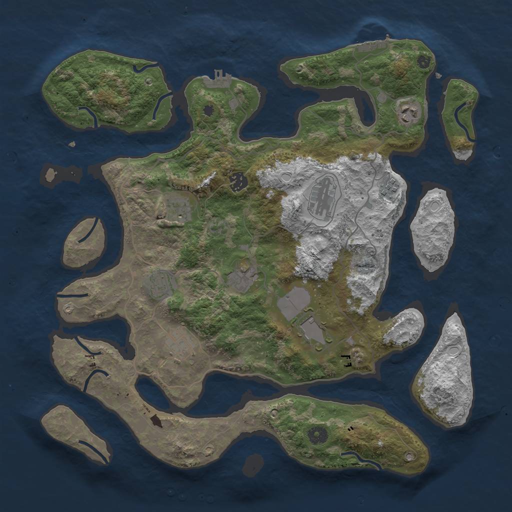 Rust Map: Procedural Map, Size: 4000, Seed: 50510, 19 Monuments