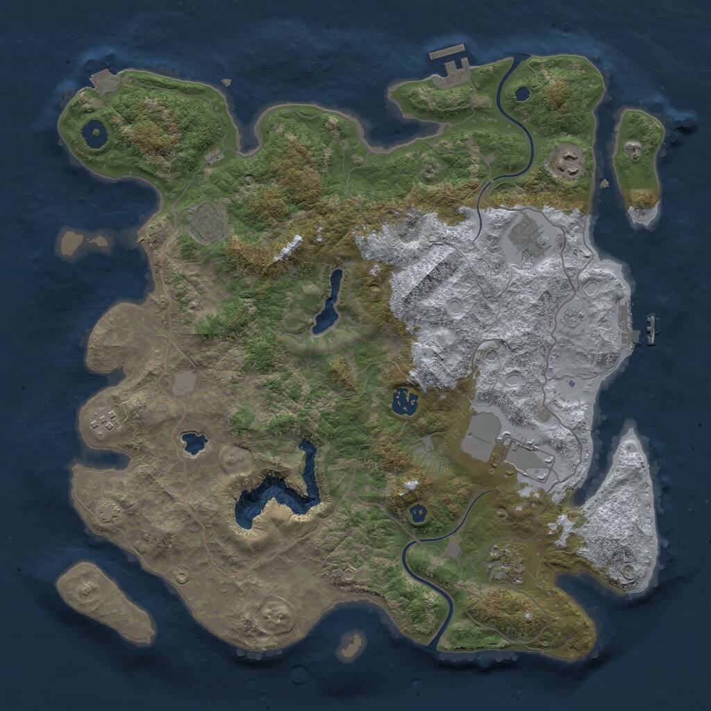 Rust Map: Procedural Map, Size: 4000, Seed: 50510, 13 Monuments