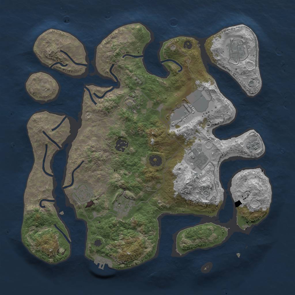 Rust Map: Procedural Map, Size: 3500, Seed: 1229010227, 18 Monuments