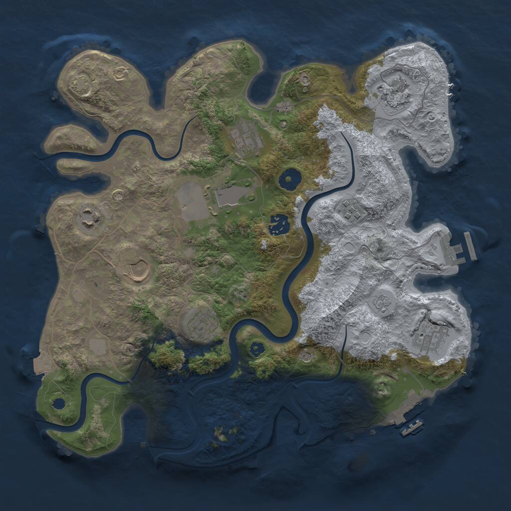Rust Map: Procedural Map, Size: 3500, Seed: 1229010227, 15 Monuments