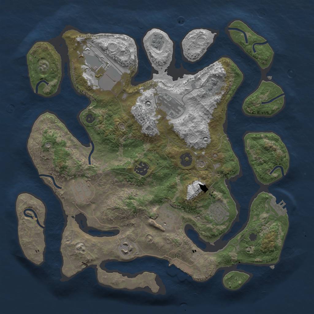 Rust Map: Procedural Map, Size: 3500, Seed: 743643, 19 Monuments