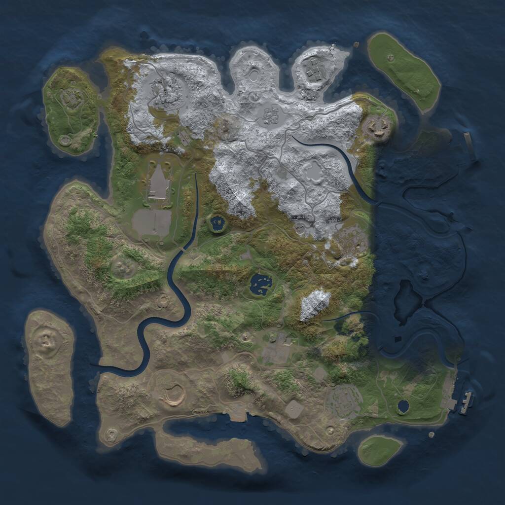 Rust Map: Procedural Map, Size: 3500, Seed: 743643, 15 Monuments