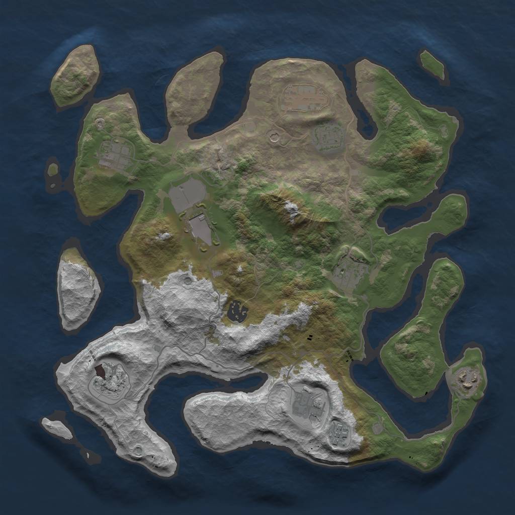 Rust Map: Barren, Size: 3700, Seed: 21563151, 13 Monuments