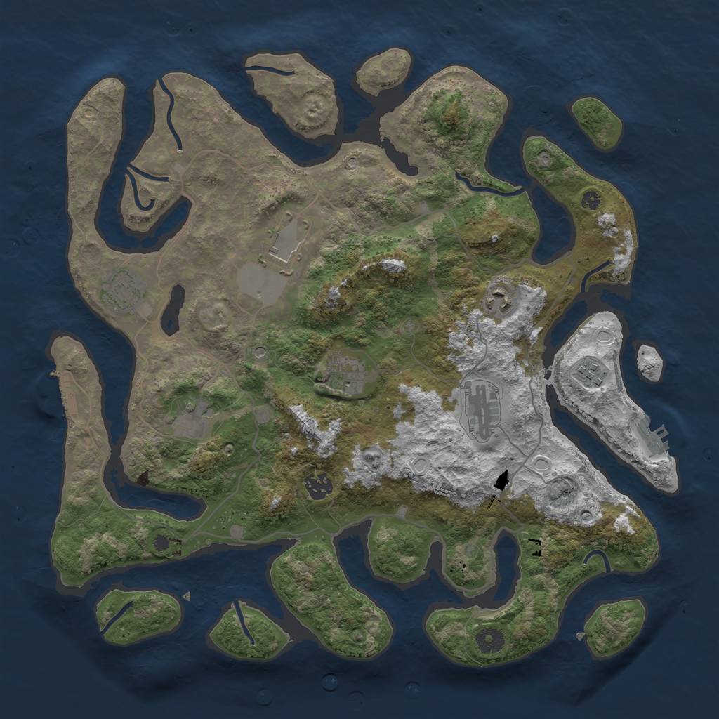 Rust Map: Procedural Map, Size: 4000, Seed: 1386083453, 19 Monuments