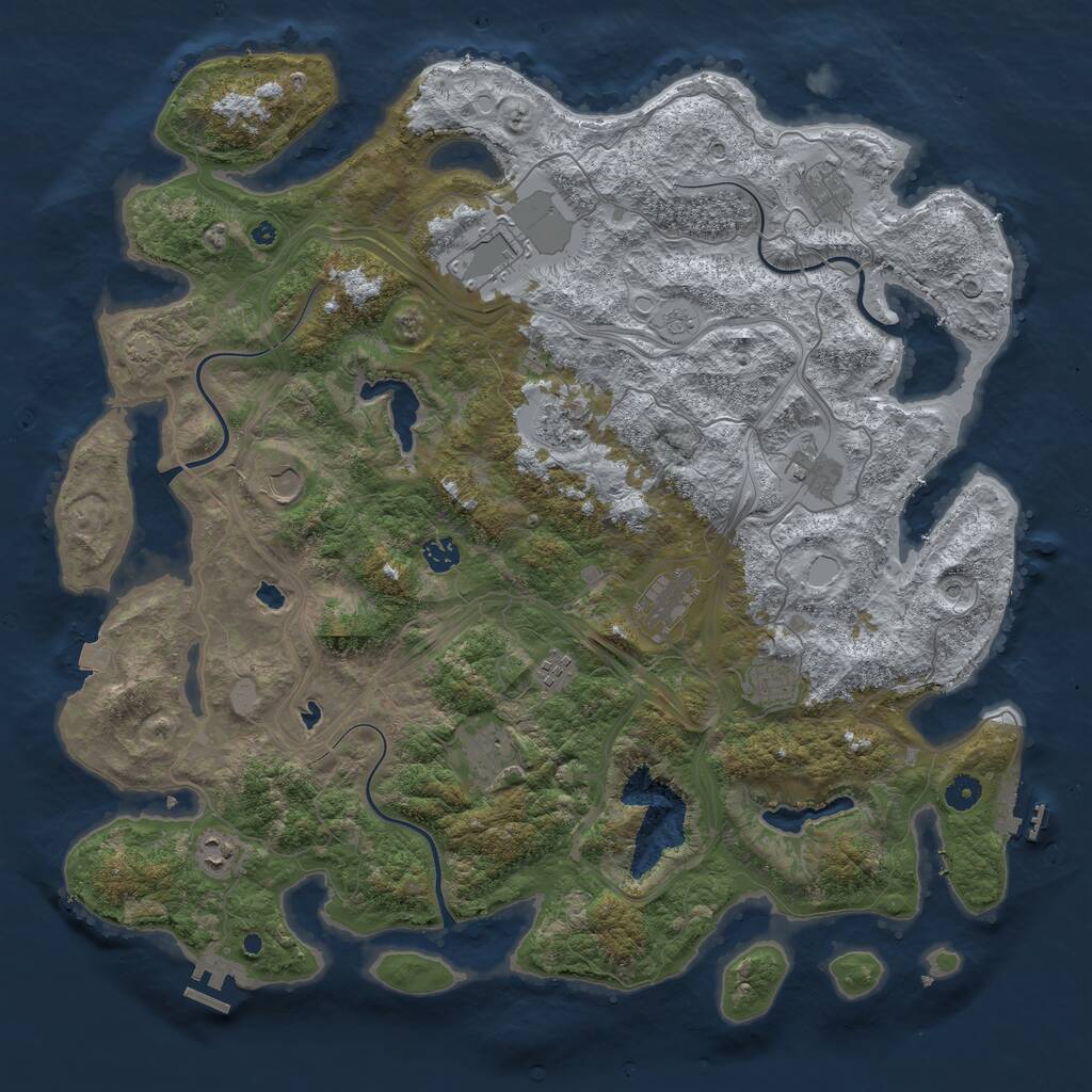Rust Map: Procedural Map, Size: 4599, Seed: 1234567890, 17 Monuments