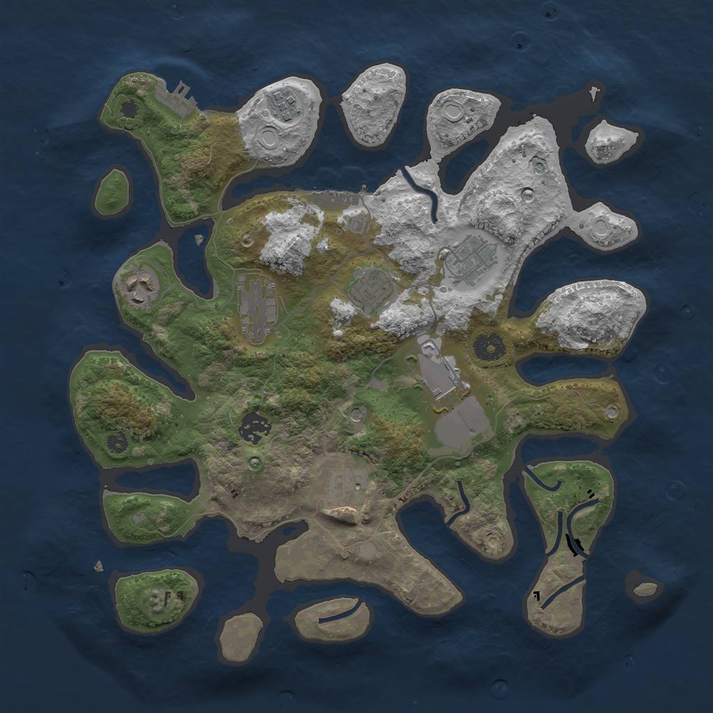 Rust Map: Procedural Map, Size: 3500, Seed: 1357, 19 Monuments