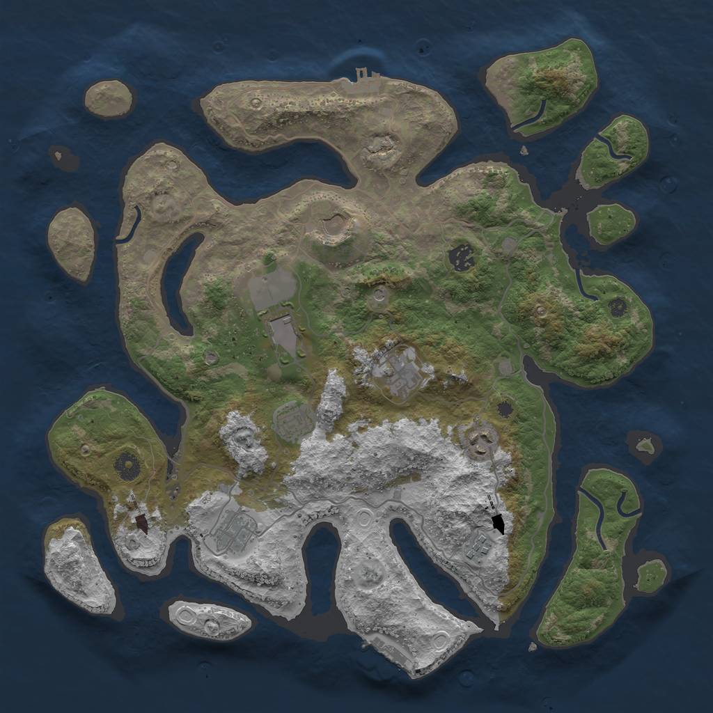 Rust Map: Procedural Map, Size: 4000, Seed: 3700, 19 Monuments