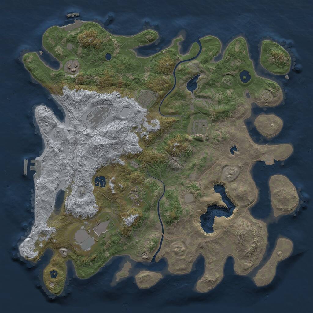 Rust Map: Procedural Map, Size: 4000, Seed: 1152697651, 13 Monuments