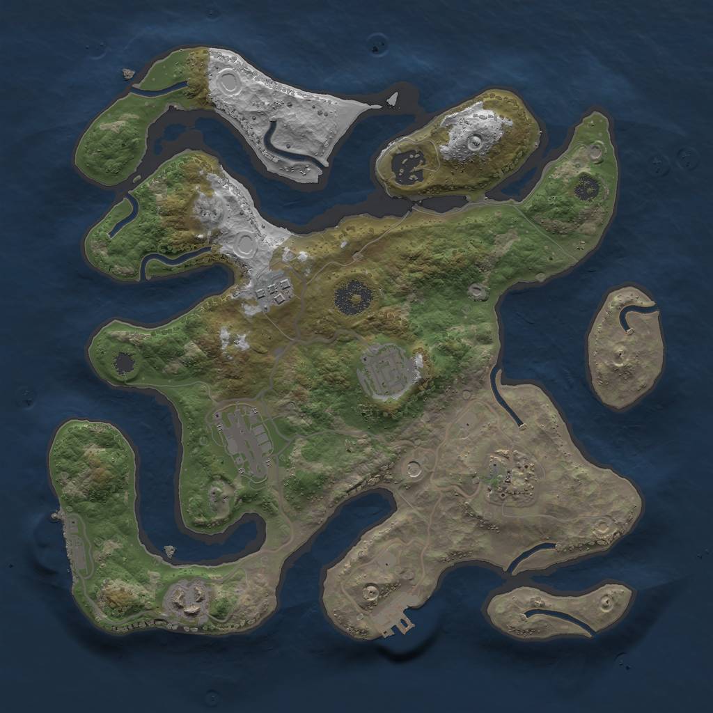 Rust Map: Procedural Map, Size: 3000, Seed: 951907979, 17 Monuments